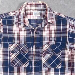 Vintage Five Brother Shirt  Men Medium Flannel Heavy Weave Blue Red Plaid USA